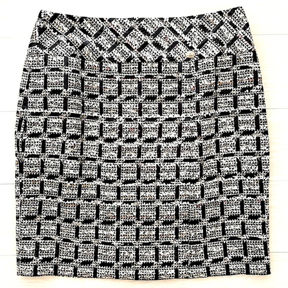 CHANEL Dresses & Skirts - SALE! Chanel Black & White Silk Blend Tweed Skirt